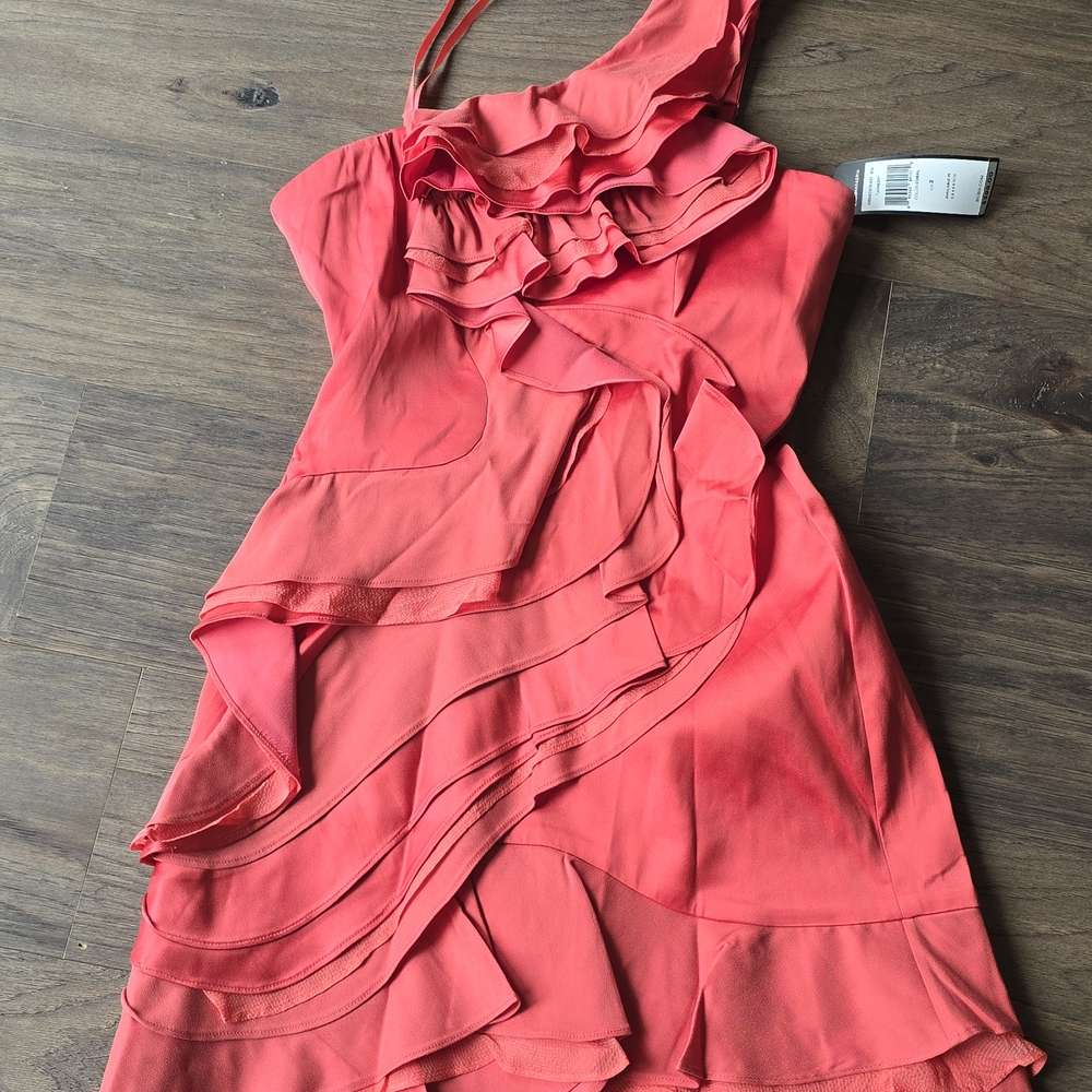 BCBGMaxAzria One Shoulder Coral Dress